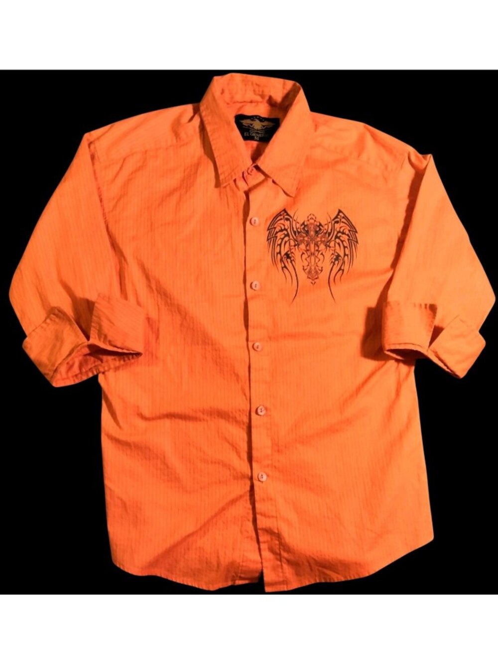 El General Western Shirt Men's M Grunge Affliction Style Y2K 90s Cross Wings